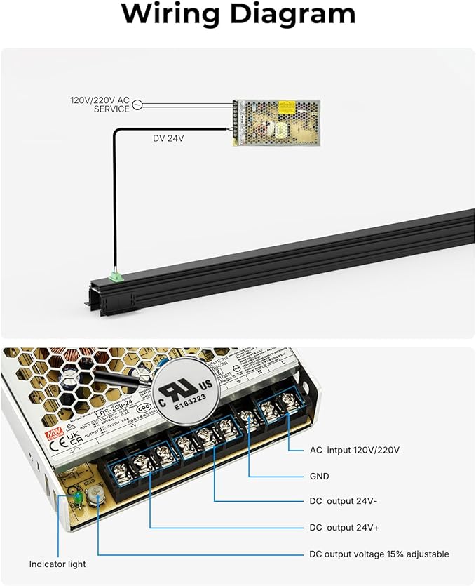 SCON 24V DC 200W LED Power Driver for Track Lighting System, Non-dimmable Supply Transformer Converter Adaptor for LED Lights (Driver A for XTB106-24ND/XTB106-24SD)