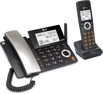 AT&T CL84118 DECT 6.0 Corded/Cordless Phone | Works During Power Outages, Smart Call Blocker, Answering Machine, Caller ID Announce, Big Buttons