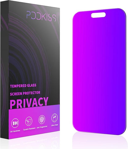 PDDKISS Compatible for iPhone 17 Privacy Screen Protector 6.3 Inch, Purple Gradient Anti Spy Anti Blue Light HD Tempered Glass Easy Installation