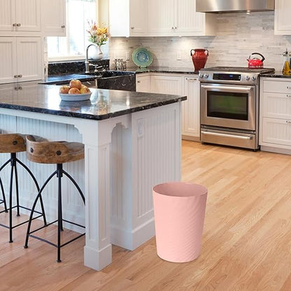 Small Plastic Trash Can - 1.8 Gallon - Pink - Wastebasket Garbage Can Container