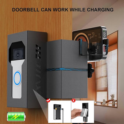 Bleu Clair Anti-Theft Video Doorbell Mount All Metal Compatible with Ring/Blink Wireless Doorbell, with Charging Port, No Drill, Not Block Doorbell Motion Sensor, for Rentals Apartment