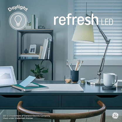 GE Refresh HD LED Light Bulbs 60W Replacement, Daylight, A19 General Purpose, Dimmable, Energy-Saving Bright White Light for Active Spaces, 10W 800 Lumens, Long-Lasting (24 Pack)