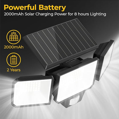Solar Motion Sensor Lights, Remote Control, 3 Modes, 2 Pack
