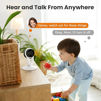 2 Pack Indoor Camera for Pet & Baby Monitoring, 2K Clear View, Motion Alerts & Night Vision, 2-Way Audio, Easy Setup Home Security Cam, Alexa & Google Home Compatible, 2.4G Wi-Fi only