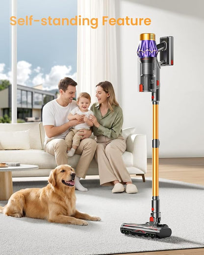 Cordless Vacuum Cleaner, 650W/60KPA/70 Mins Vacuum Cleaners for Home with Self-Standing, Anti-Tangle Vacuum Cordless, Smart Display and 1.8L Cup Cordless Stick Vacuum Cleaner for Pet Hair/Carpets