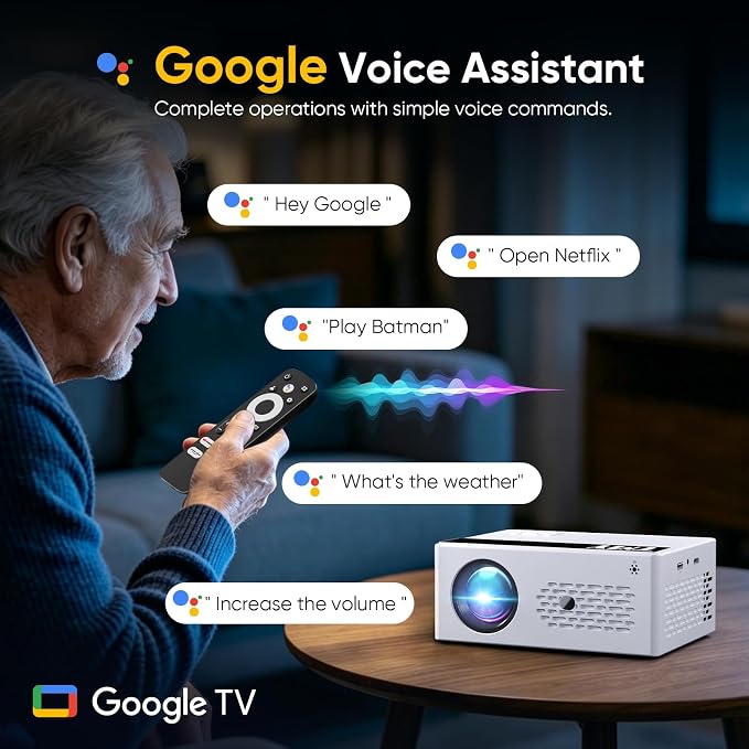 TMY Smart Projector with Google TV System, Native 1080P 4K Home Theater
