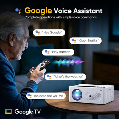 TMY Smart Projector with Google TV System, Native 1080P 4K Home Theater
