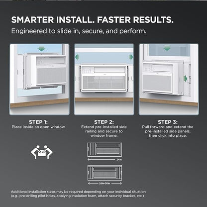 TCL 10000 BTU Q-Series Smart Inverter Window AC Unit, Best Quiet Energy Saving 115V Air Conditioner for Rooms up to 450-Sq. Ft., EZ Install, Control with Alexa, Google Assistant & TCL Home App