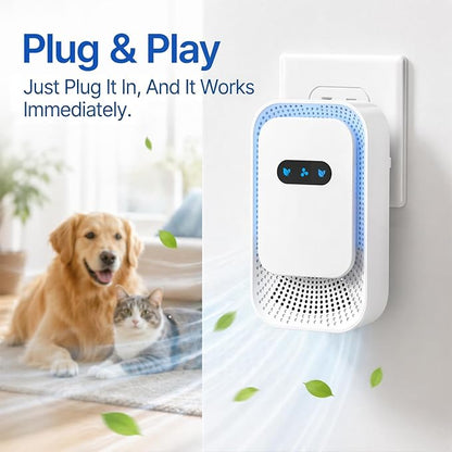 Small Plug In Air Purifier for Home, Negative Ion Air Ionizer with 5dB Quiet Mini Air Freshener for Pet Odor Elimination Cat Litter Boxes Bathroom Kitchens, Ozone Free Filterless, White