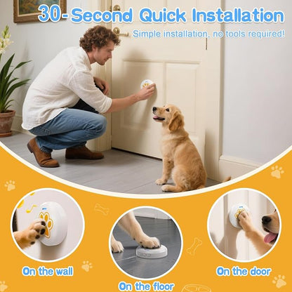 ChunHee Dog Bells to Go Outside - Bell for Dogs to Ring to Go Potty | Chew-Proof Dog Door Bell | 0-115dB Adjustable Volume & 36 Ringtones | Bells for Dog Training to Go Outside Without Barking