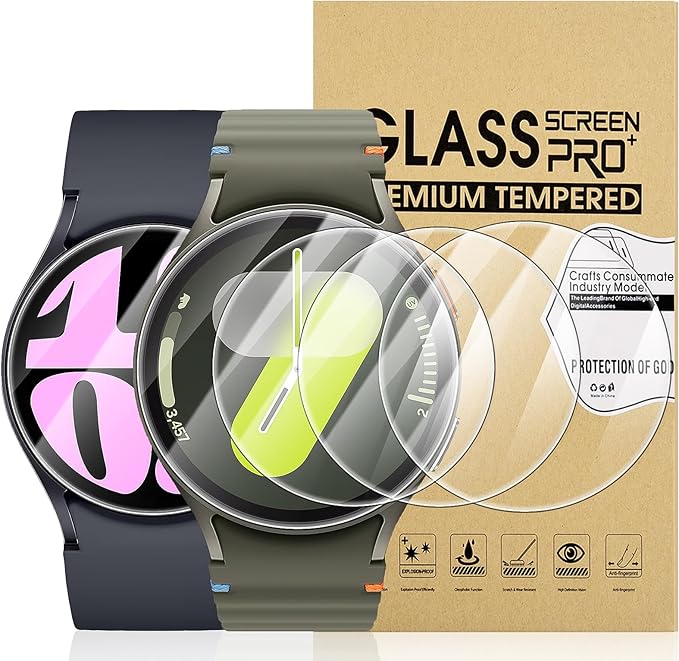 Suoman 4-Pack for Samsung Galaxy Watch 6/Galaxy Watch 7 44mm Screen Protector, [Anti-Scratch] 2.5D 9H Hardness Ultra-thin Tempered Glass Screen Protective Film