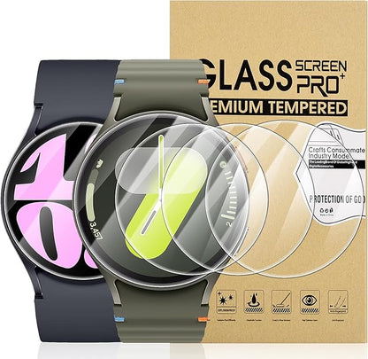 Suoman 4-Pack for Samsung Galaxy Watch 6/Galaxy Watch 7 44mm Screen Protector, [Anti-Scratch] 2.5D 9H Hardness Ultra-thin Tempered Glass Screen Protective Film