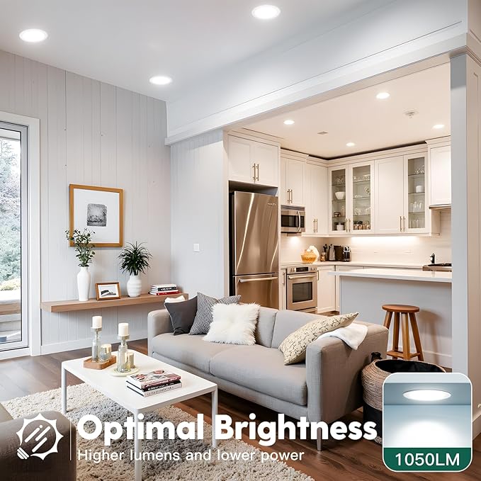 48 Pack 6 Inch 5CCT Ultra-Thin LED Recessed Ceiling Light with Junction Box, 2700K/3000K/3500K/4000K/5000K Selectable, 1050LM Brightness, Dimmable Canless Wafer Downlight, 12WEqv110W ETL&FCC