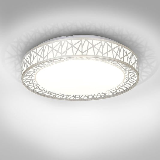 ASD 18 Inch LED Flush Mount Ceiling Light Fixture for Bedroom, 35W 1992LM 5CCT 2700K-5000K, Triac Dimmable Lights, Dining, Living Room, Kitchen Lamps, Modern Home Lighting Fixtures, Nickel, ETL