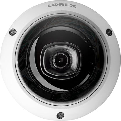 Lorex 4K IP Wired Dome Security Camera | Listen-in Audio | IK10 Vandal Proof Rating | Person and Vehicle Detection | Color Night Vision | IP67 Weatherproof | White