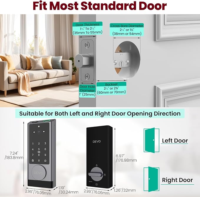 DEVO G1 Keyless Entry Deadbolt Smart Lock with Camera, Doorbell,Fingerprint