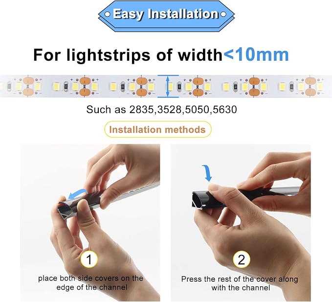 VST LED Channel, V Shape Led Diffuser Channel, LED Aluminum Channel with Black Cover, End Caps and Mounting Clips for LED Strip Light in Home Lighting(6pack 1 ft)