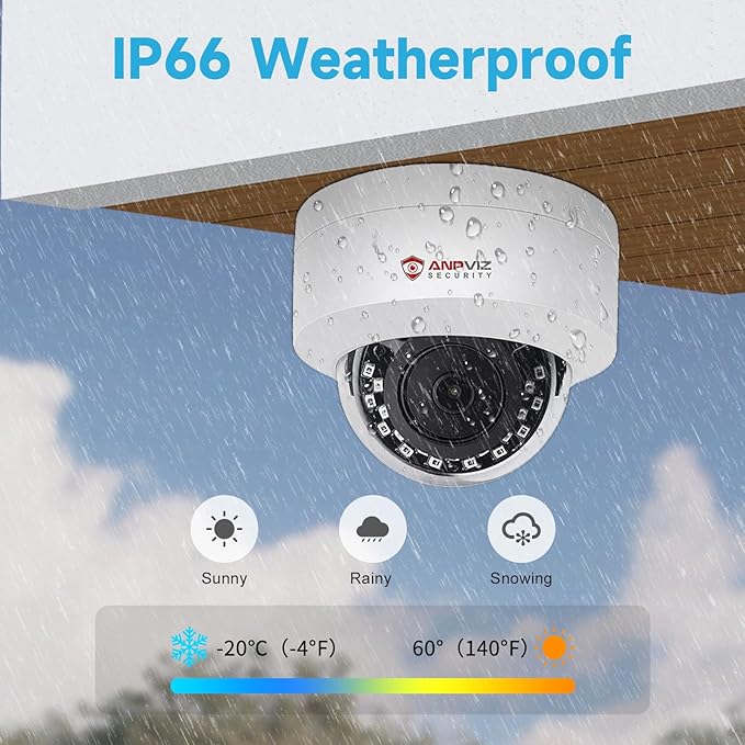 Anpviz UltraHD 4K (8MP) Security IP PoE Dome Camera Outdoor with Microphone/Audio, 3840x2160, Human Vehicle Detection, 100ft IR Night Vision, 2.8mm Wide Angle, IP66, Not PTZ,IPC-D280W-S (U Series)