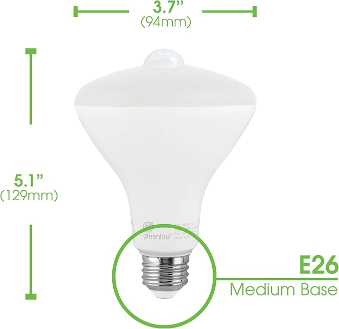 Greenlite BR30 E26 Medium LED Motion Activated Bulb Bright White 65 Watt Equivalence 1 Pk.