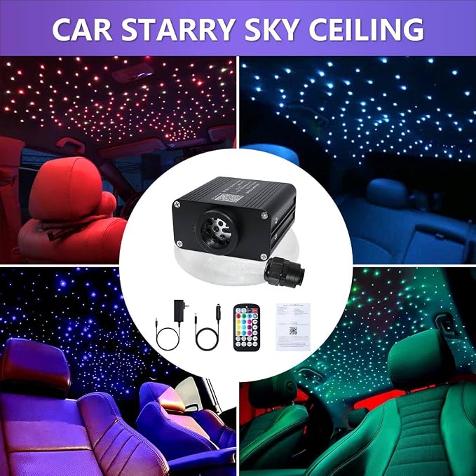16W Car Home Starlight Headliner Kit, Twinkle & Sound Activate RGBW Fiber Optic Lights with APP & Remote Control, Star Lights for Ceiling Decoration, 550 pcs 9.8ft