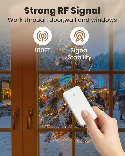Remote Control Outlet Wireless Wall Mounted Light Switch, Compact Indoor Electrical Plug in On Off Power Switch for Lamp, Home Appliances, 300 Feet RF Range, Removable Buckle, FCC Listed