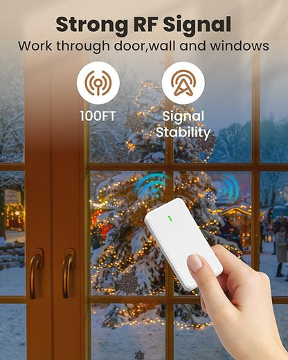 Remote Control Outlet Wireless Wall Mounted Light Switch, Compact Indoor Electrical Plug in On Off Power Switch for Lamp, Home Appliances, 300 Feet RF Range, Removable Buckle, FCC Listed