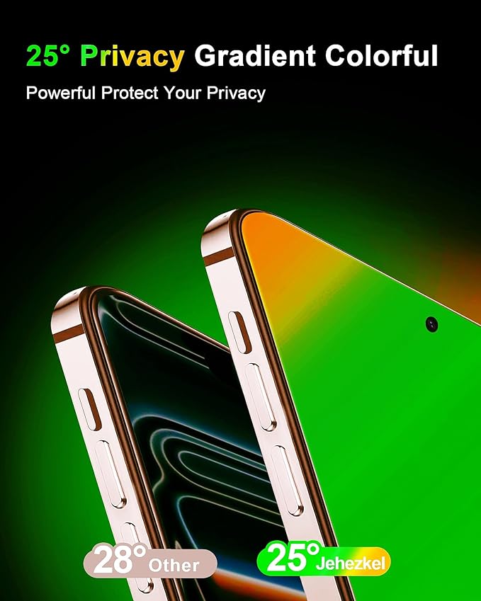 For iPhone 17 Privacy Screen Protector [Auto Dust Install] 6.3 inch Tempered Glass Full Coverage Anti-Blue Light Anti Spy No-Bubble Gradient Green Easy Installation[HD Clarity]