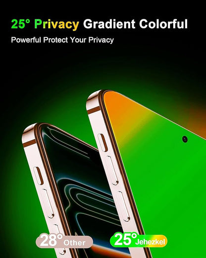 For iPhone 17 Privacy Screen Protector [Auto Dust Install] 6.3 inch Tempered Glass Full Coverage Anti-Blue Light Anti Spy No-Bubble Gradient Green Easy Installation[HD Clarity]