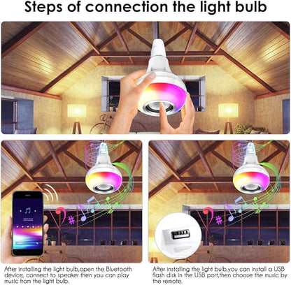 eecoo Smart LED Bulb,Bluetooth Light Bulb Speaker with Dimmable RGB Multicolor Audio Music Stereo Functions,Remote Control for Boy Girl Kid Teen Birthday Gift Party,Room,Home Decoration