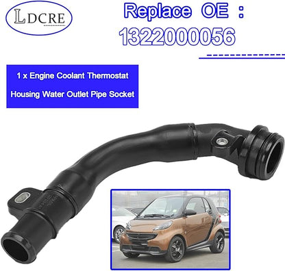 Engine Coolant Thermostat Housing 1322000056 Compatible with Mercedes-Benz Smart Fortwo 2008-2015 L3 1.0L,Water Outlet Pipe Socket OEM Replacement