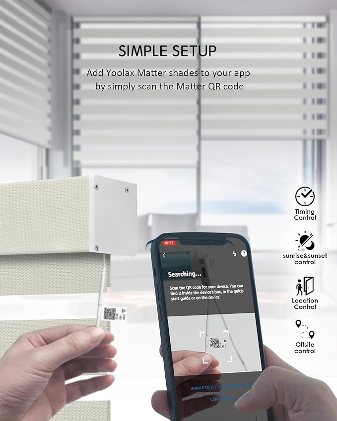 Yoolax Motorized Matter Zebra Blinds Compatible with Alexa, Google Home, Apple HomeKit, Blackout Smart Blinds, Privacy Light Control Horizontal Window Blind for Home (100% Blackout Striped Gold)