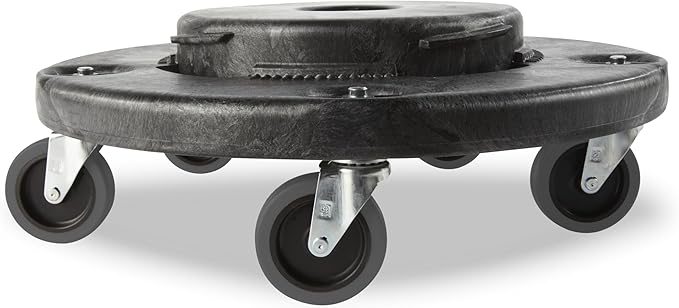 Rubbermaid Commercial Products Brute Quiet Dolly, Compatible with 20, 32, 44, and 55-Gallon Brute® Containers, Black, for Restaurants/Back of House/Offices/Warehouses/Airports/Commercial Environments
