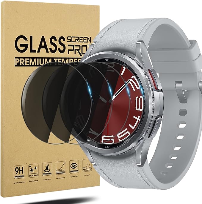 Suoman 4-Pack for Samsung Galaxy Watch 6 Classic 43mm Privacy Screen Protector, [Anti-peeping] 9H Hardness Ultra-thin Tempered Glass Screen Protector Film ﻿