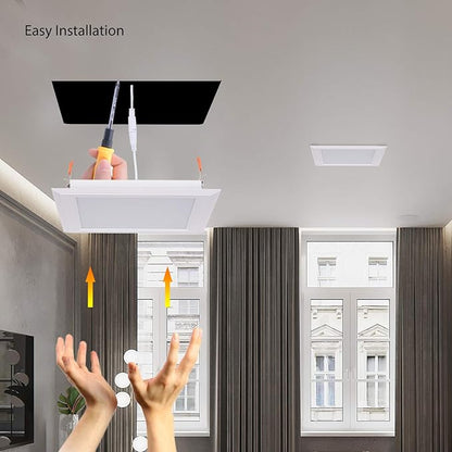 (OD 9.84" / ID 8.66") 15W Square LED Recessed Ceiling Light LED Downlight 130 Watt Equivalent 1400 Lumens 6000K Cool White with Open Trim,1Pack