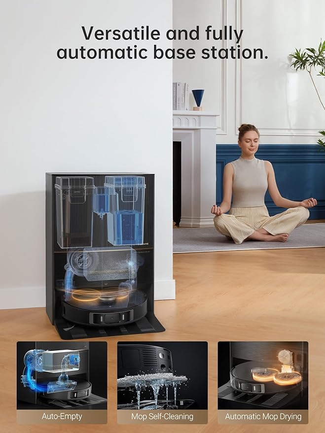 DREAME L30 Ultra Robot Vacuum, 136°F Hot Water Mop-Self-Cleaning, Mops Self-Drying, Mop-Extend, Raising, Refilling, Auto-Empty, 7,300Pa Suction, AI Action and 3D Navigation