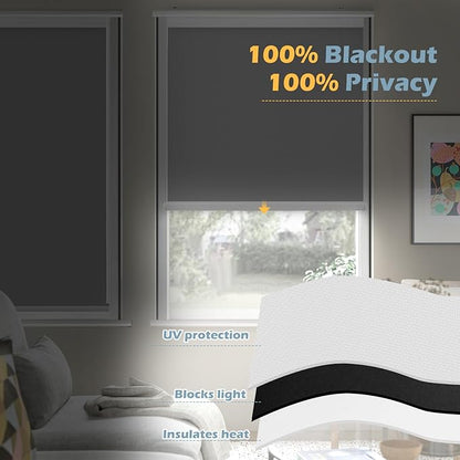 Motorized Blinds with Remote, Smart Electric Roller Shade, Automatic 100% Blackout Window Blinds, App & Voice Control, Smart Home Compatible, 24 Color Options (Blinds Custom)