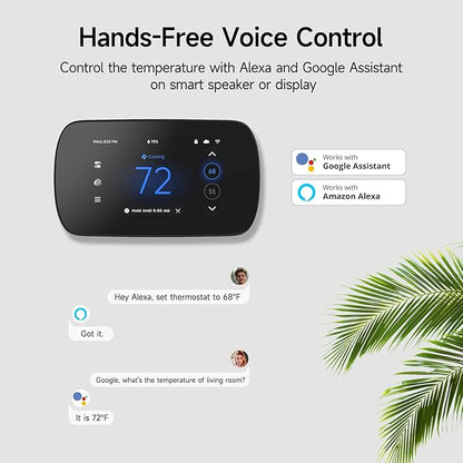 Smart Thermostats for Home, WiFi Thermostats 4.3 Inches Touch Screen Compatible with Alexa and Google Assistant, 7day x 8period Programmable Control Programmable, C-Wire Required