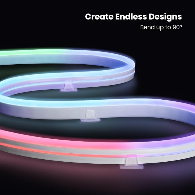Feit Electric Smart Neon Strip Lights 10FT, Flexible RGBW Color Chasing LED Light Strip, 2.4GHz WiFi Enabled, Works with Alexa and Google Home Assistant, 22W, Music Sync, App Control NF10/CHASE/AG
