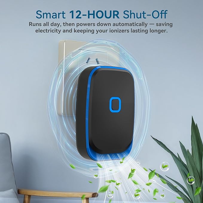 Plug In Air Ionizers for Home, 4 Pack Negative Ion for Bedroom, Study, Office, Gym, Hotel, Kitchen, Mini Air Cleaner，Air Purifier For Pet Odor, Kitchen Odor, Dust, Smoke Smell Portable, Black