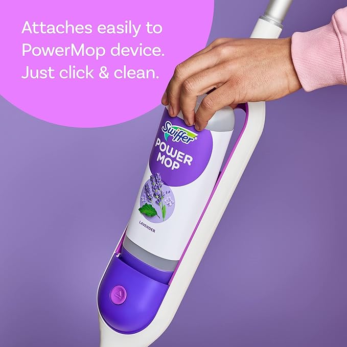 Swiffer Power Mop Refill Solution, Floor Cleaner for Mopping Tile, Vinyl, Laminate, Wood in Home, Bathroom, Kitchen, All Purpose Multi-Surface Solution for Floor Cleaning, Lavender Scent, 50.6oz