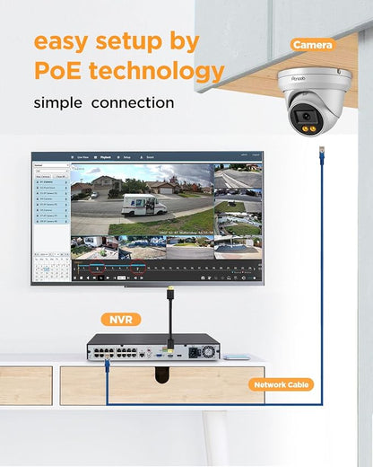 16 Channel Security Camera System, 16x 5MP Wired IP PoE Dome Camera with Spotlight Color Night Vision, AI Human Detection, Built-in Mic, Remote Access, 4K 16CH NVR 4TB HDD, PD93BA1616-5MD