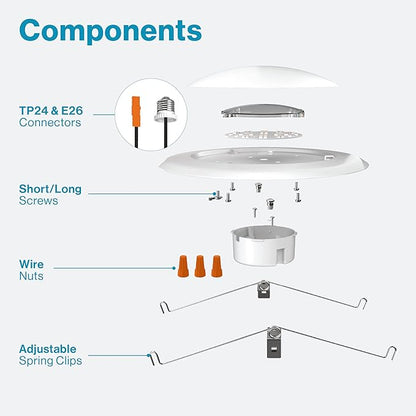 Sunco 24 Pack 5/6â€ LED Disk Lights Flush Mount Ceiling Light Fixture Recessed 5000K Daylight, 100W Equivalent 15W, 1050LM, Dimmable Low Profile Surface Mount ETL & Energy Star Listed