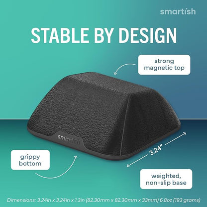 Smartish Magnetic Cord Holder, Cable Wrangler, Nightstand & Desk Organizer | Holds 5 Cords, 2 Cable Clips, Weighted Base, Charger Keeper, Phone Charging Cable Management, Home Office Accessories, Black