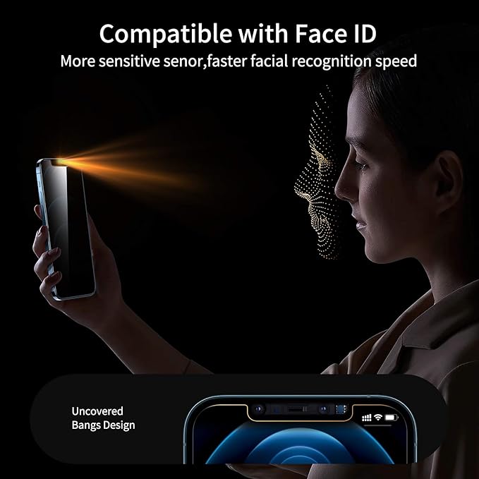 UNBREAKcable Privacy Screen Protector for iPhone 12/ iPhone 12 Pro, Shatterproof Tempered Glass [True 28°Anti Spy] [9H Hardness] [Easy Installation Frame] Black Protector for iPhone 6.1" - 2 Pack
