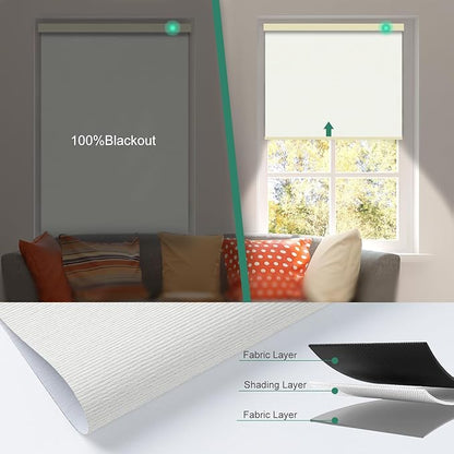 Motorized Blinds with Remote [100% Blackout & Silent Motor] Smart Blinds Compatible with Alexa Google HomeKit, Electric Roller Shades for Indoor Windows, Customized Size, Linear Light Yellow