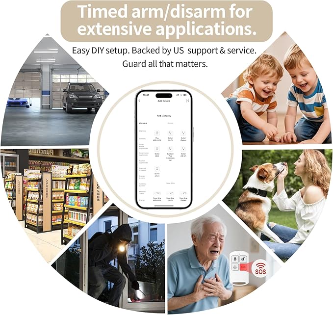 NUNET Wireless Smart Home Security System, 15-Piece Alarm Kit (Motion Sensors, Siren, Remote) - WiFi Alarm System for Home Safety, APP Alerts, Alexa/Google Compatible, No Monthly Fee, Easy Setup