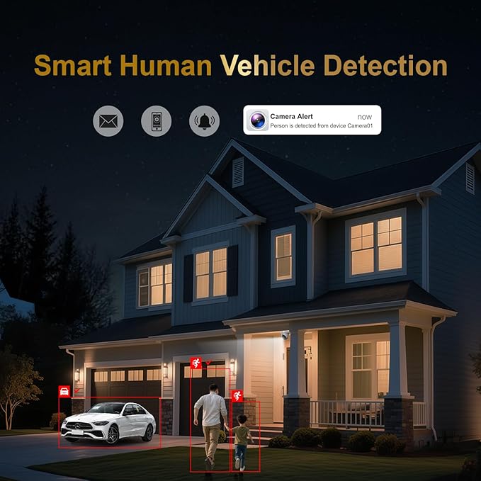 Anpviz 16 Channel NVR PoE Security Camera System with Two Way Audio, AI Human Vehicle Detection, 8x 4K 8MP Wired IP Turret Cameras Outdoor, 16CH 12MP PoE NVR with 4TB HDD, CCTV for Business Home, NDAA