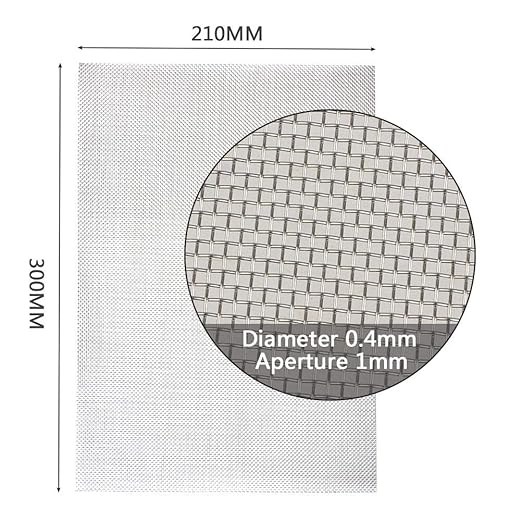 TIMESETL 3pcs Stainless Steel Woven Wire 20 Mesh - 12"x8"(30x21cm) Metal Mesh Sheet 1mm Hole Great for Air Ventilation - A4
