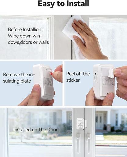 TECKNET Door Alarms for Kids Safety, Door Alarms When Opened, Window Alarm with Smart Voice Alert, 4-Level Adjustable Volume, Refrigerator Sensor Pool Alarm for Home Security、Fridge、Garage and Window