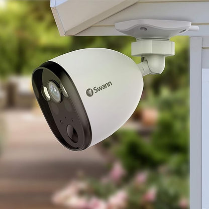 Swann Outdoor Home Security Camera, Spotlight, Weatherproof, Color Night Vision, Heat & Motion Sensor Light, 2-Way Talk and Siren, SWIFI-SPOTCAM-GL (Renewed)